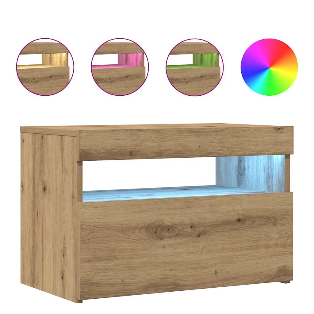 ντουλάπι τηλεόρασης  με φώτα LED Artisan Oak Κατασκευασμένο ξύλο - Pakobazaar