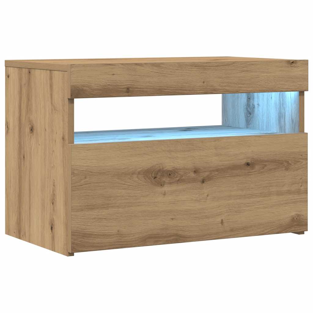 ντουλάπι τηλεόρασης  με φώτα LED Artisan Oak Κατασκευασμένο ξύλο - Pakobazaar