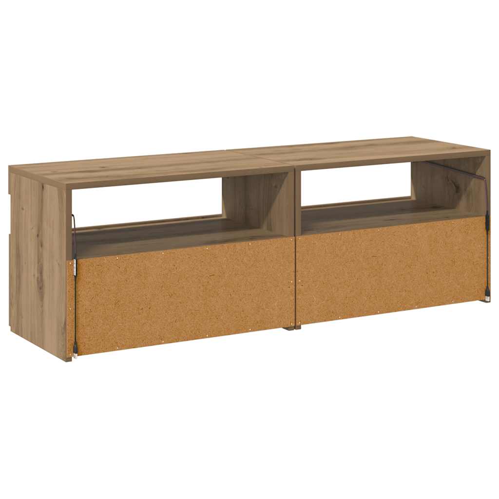 σετ ντουλαπιών τηλεόρασης 2 τεμαχίων με φώτα LED Artisan Oak - Pakobazaar