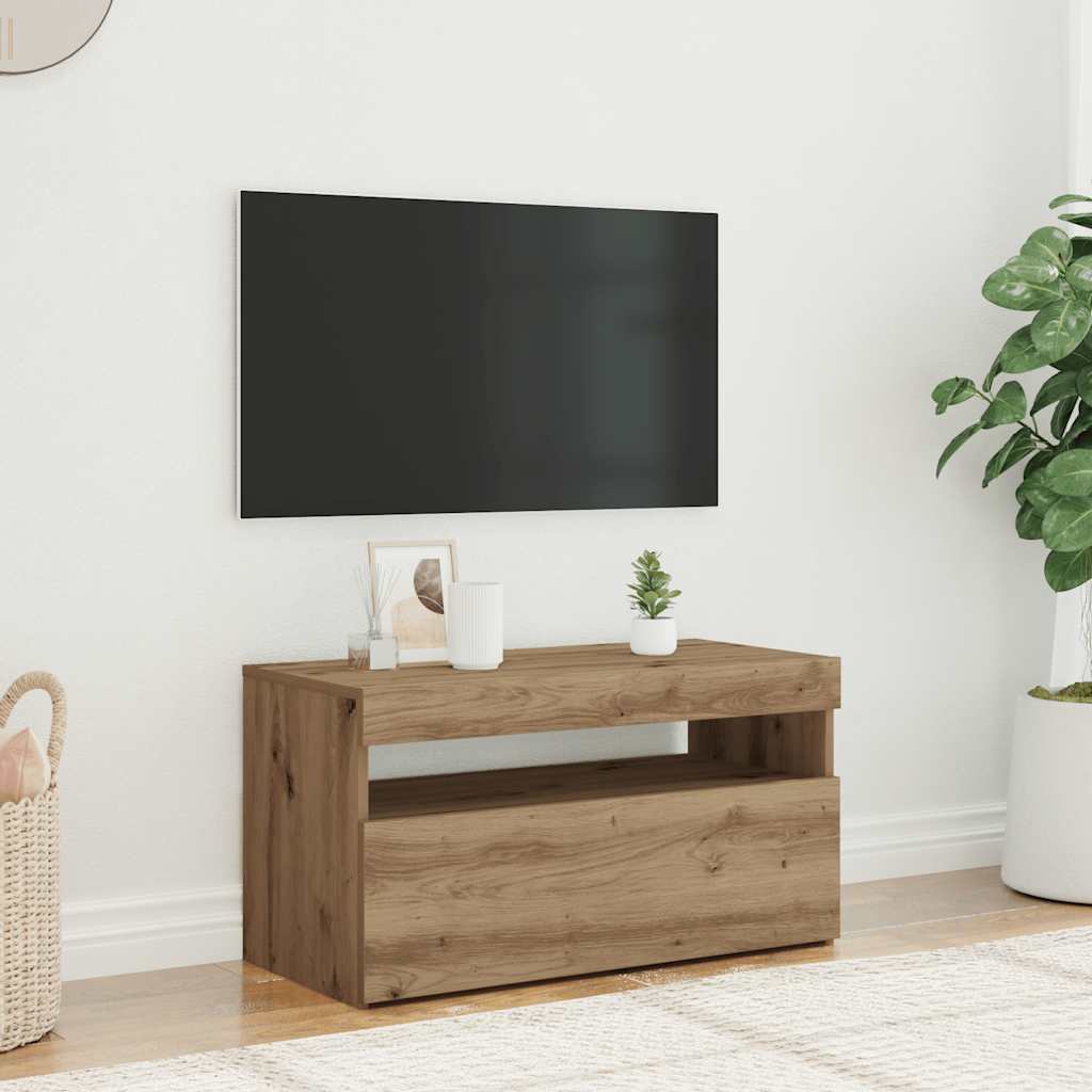 ντουλάπι τηλεόρασης  με φώτα LED Artisan Oak Κατασκευασμένο ξύλο - Pakobazaar