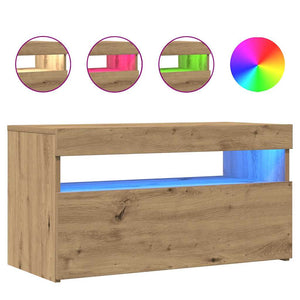 ντουλάπι τηλεόρασης  με φώτα LED Artisan Oak Κατασκευασμένο ξύλο - Pakobazaar