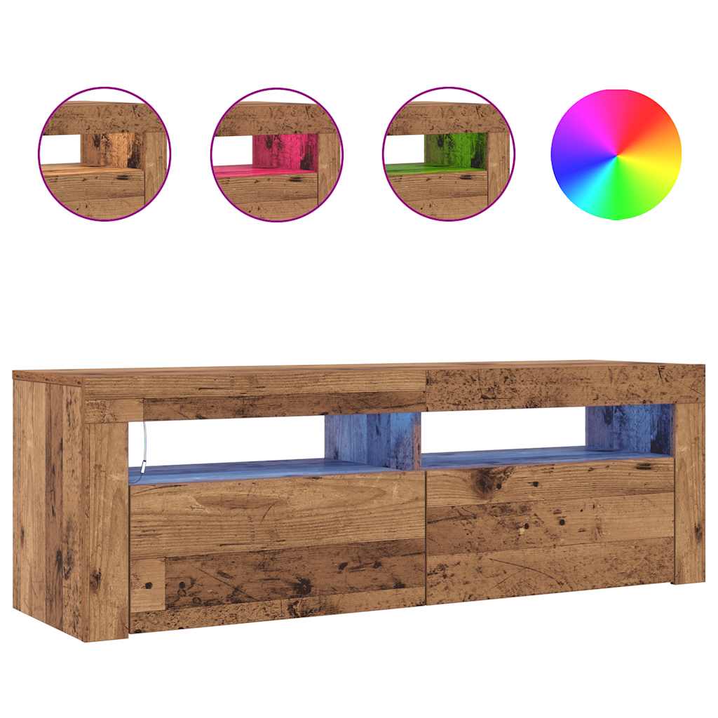 Έπιπλο Τηλεόρασης LED Όψη Παλαιού Ξύλου 120x35x40 εκ.Επεξ. Ξύλο - Pakobazaar