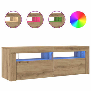 Έπιπλο Τηλεόρασης με LED Αρτισιανή Δρυς 120x35x40 εκ Επεξ.Ξύλο - Pakobazaar