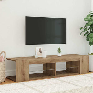 Έπιπλο Τηλεόρασης με LED Αρτισιανή Δρυς 135x39x30 εκ Επεξ.Ξύλο - Pakobazaar
