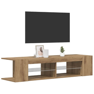 Έπιπλο Τηλεόρασης με LED Αρτισιανή Δρυς 135x39x30 εκ Επεξ.Ξύλο - Pakobazaar