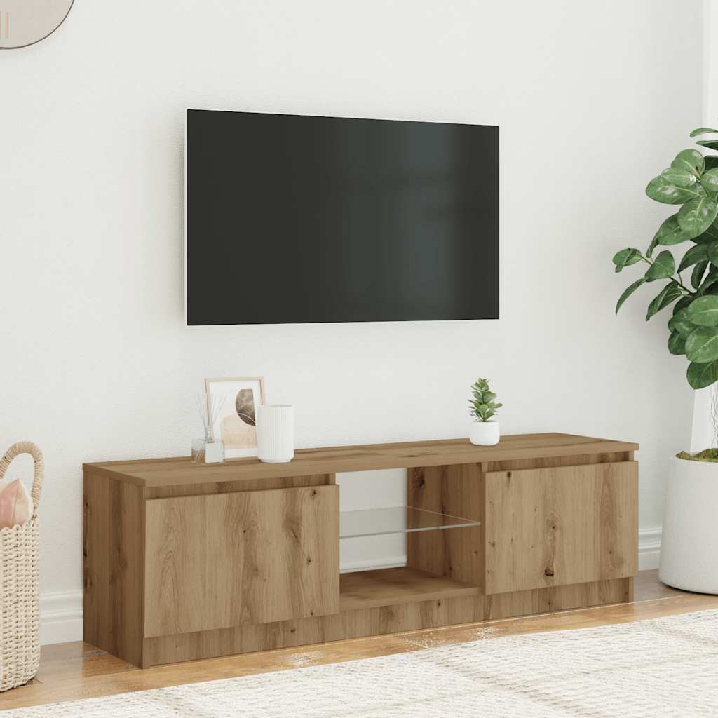 Έπιπλο Τηλεόρασης με LED Αρτισιανή Δρυς 120x30x36 εκ Επεξ.Ξύλο - Pakobazaar