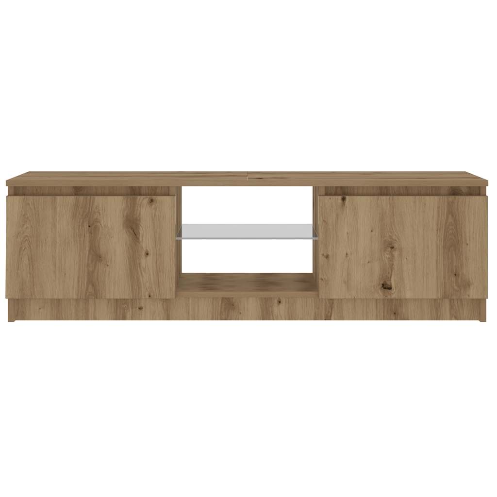 Έπιπλο Τηλεόρασης με LED Αρτισιανή Δρυς 120x30x36 εκ Επεξ.Ξύλο - Pakobazaar