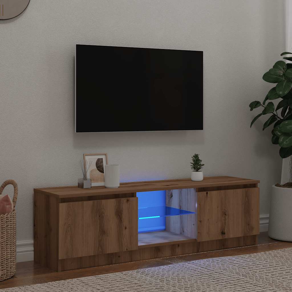 Έπιπλο Τηλεόρασης με LED Αρτισιανή Δρυς 120x30x36 εκ Επεξ.Ξύλο - Pakobazaar
