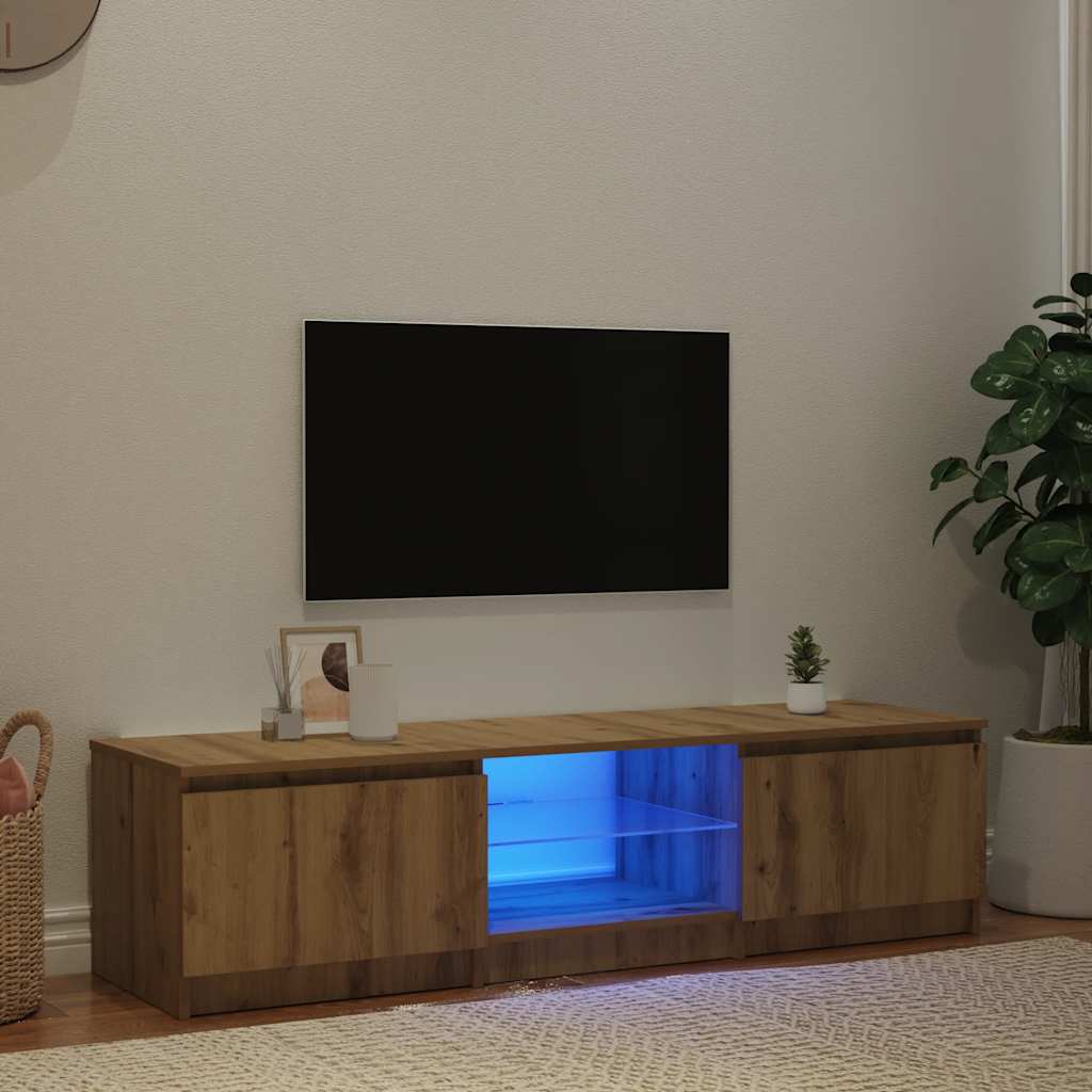 ντουλάπι τηλεόρασης  με φώτα LED Artisan Oak Κατασκευασμένο ξύλο - Pakobazaar