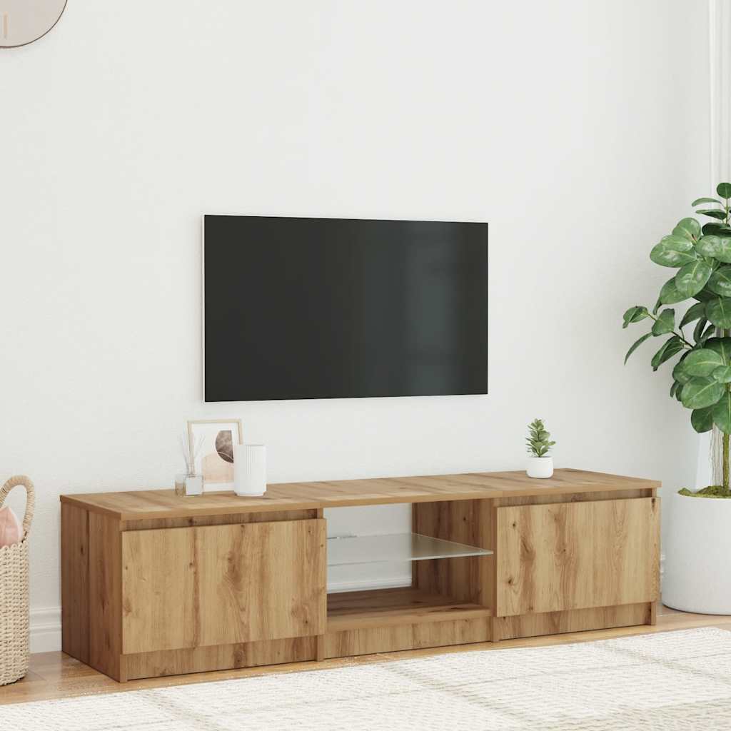 ντουλάπι τηλεόρασης  με φώτα LED Artisan Oak Κατασκευασμένο ξύλο - Pakobazaar