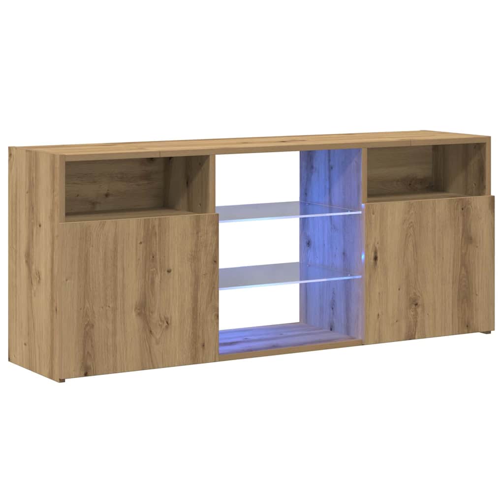 Έπιπλο Τηλεόρασης με LED Αρτισιανή Δρυς 120x30x50 εκ Επεξ.Ξύλο - Pakobazaar