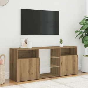 Έπιπλο Τηλεόρασης με LED Αρτισιανή Δρυς 120x30x50 εκ Επεξ.Ξύλο - Pakobazaar
