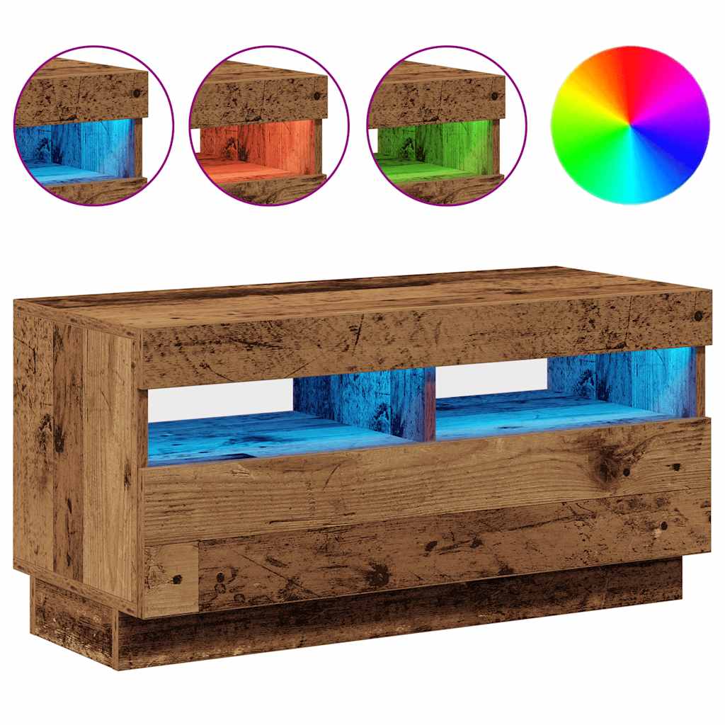 Έπιπλο Τηλεόρασης LED Όψη Παλαιού Ξύλου 80x35x40 εκ. Επεξ. Ξύλο - Pakobazaar