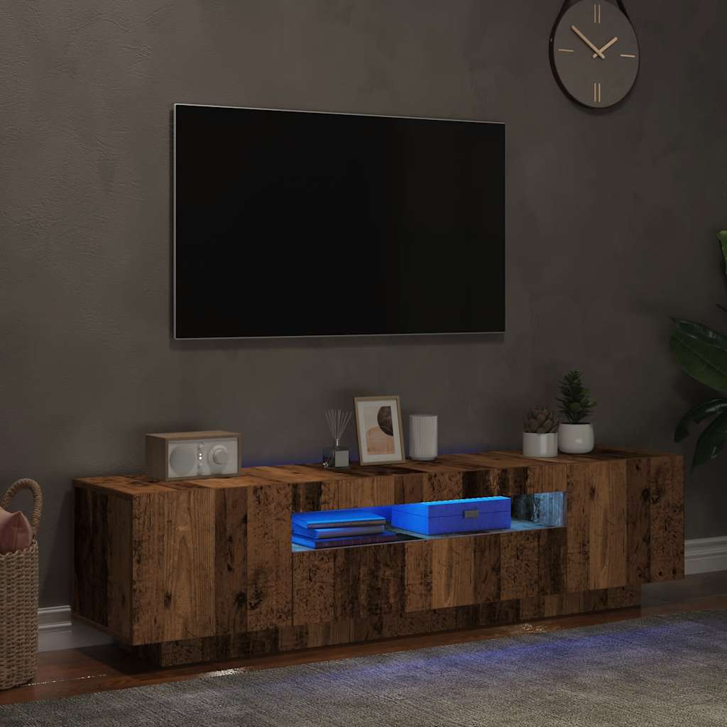 Έπιπλο Τηλεόρασης LED Όψη Παλαιού Ξύλου 160x35x40 εκ.Επεξ. Ξύλο - Pakobazaar