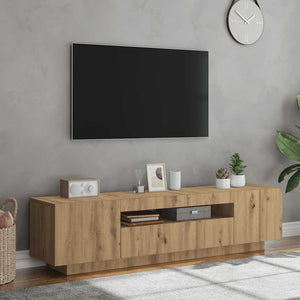 Έπιπλο Τηλεόρασης με LED Αρτισιανή Δρυς 160x35x40 εκ Επεξ.Ξύλο - Pakobazaar