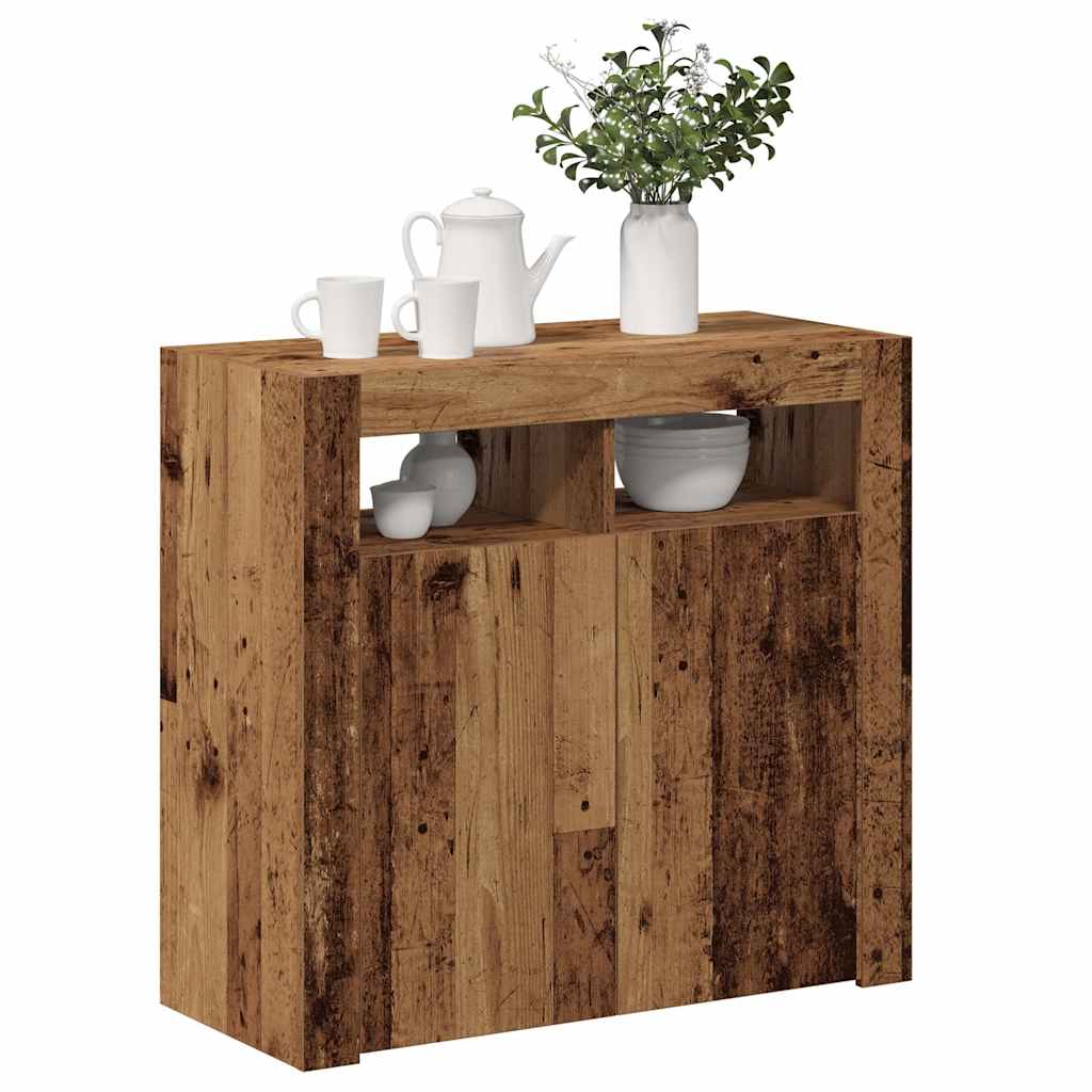 Ντουλάπι με LED Όψη Παλαιού Ξύλου 80 x 35 x 75 εκ. Επεξ. Ξύλο - Pakobazaar