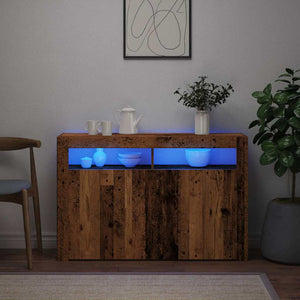 Ντουλάπι με LED Όψη Παλαιού Ξύλου 115,5x30x75 εκ. Επεξ. Ξύλο