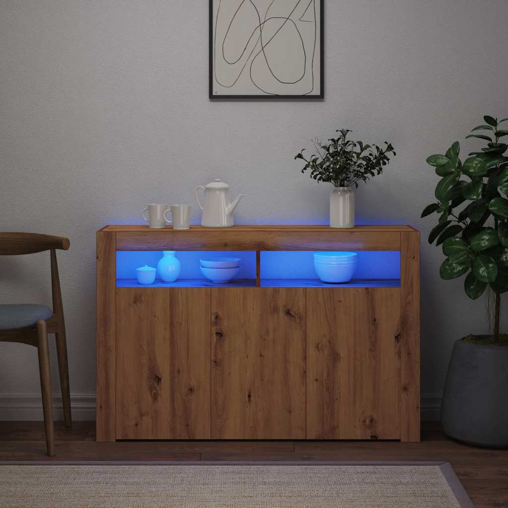 Ντουλάπι με LED Αρτισιανή Δρυς 115,5x30x75 εκ. Επεξ. Ξύλο