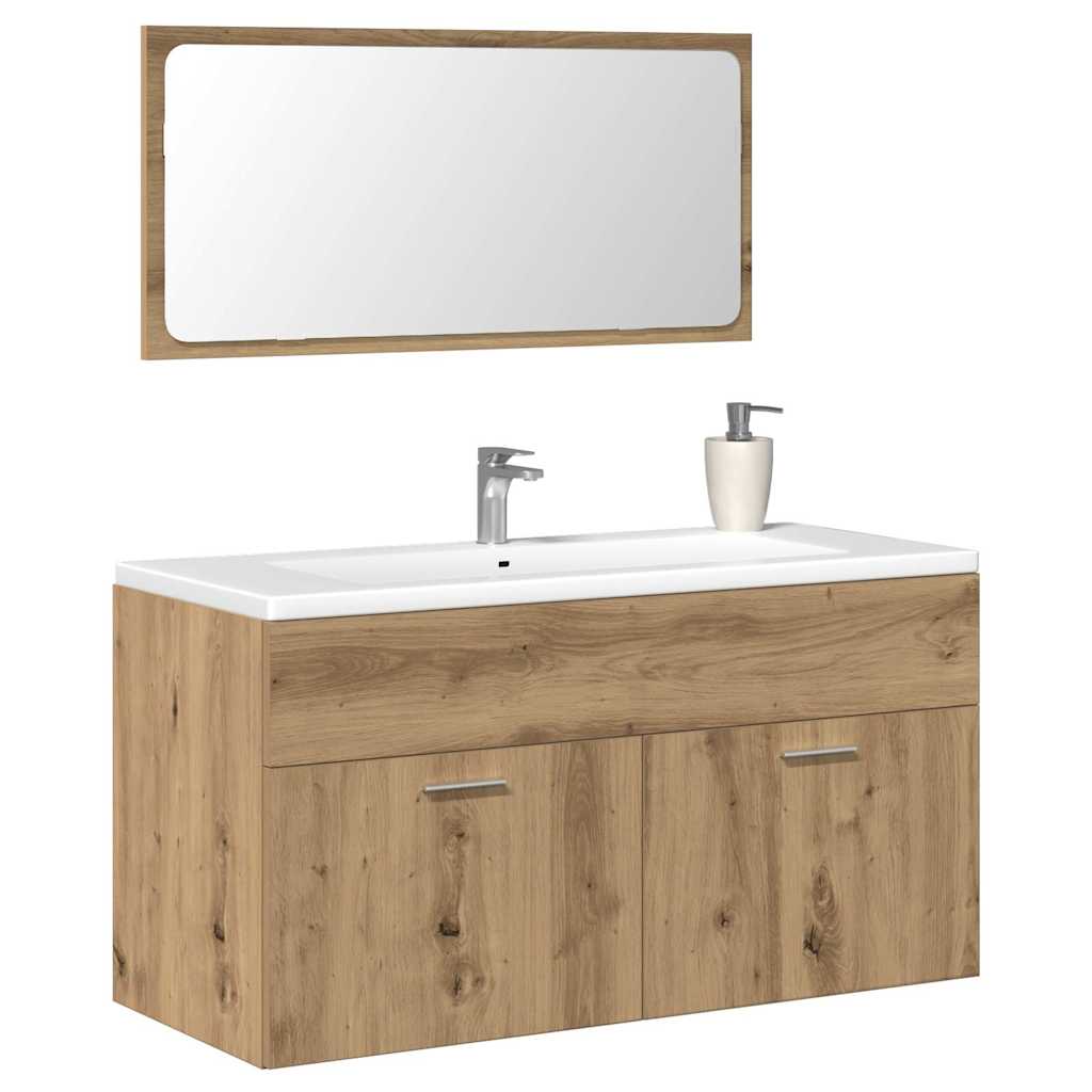Ντουλάπι μπάνιου με καθρέφτη Ξύλο Τεχνικής Δρυς - Pakobazaar