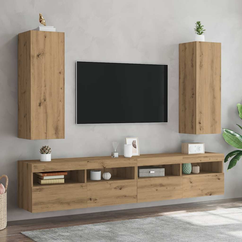 Σετ ντουλάπι τηλεόρασης 2 τεμαχίων Artisan Oak Ξύλο μηχανής