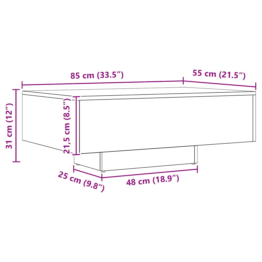 Τραπεζάκι Σαλονιού Αρτισιανή Δρυς 85x55x31 εκ Επεξεργασμ. Ξύλο