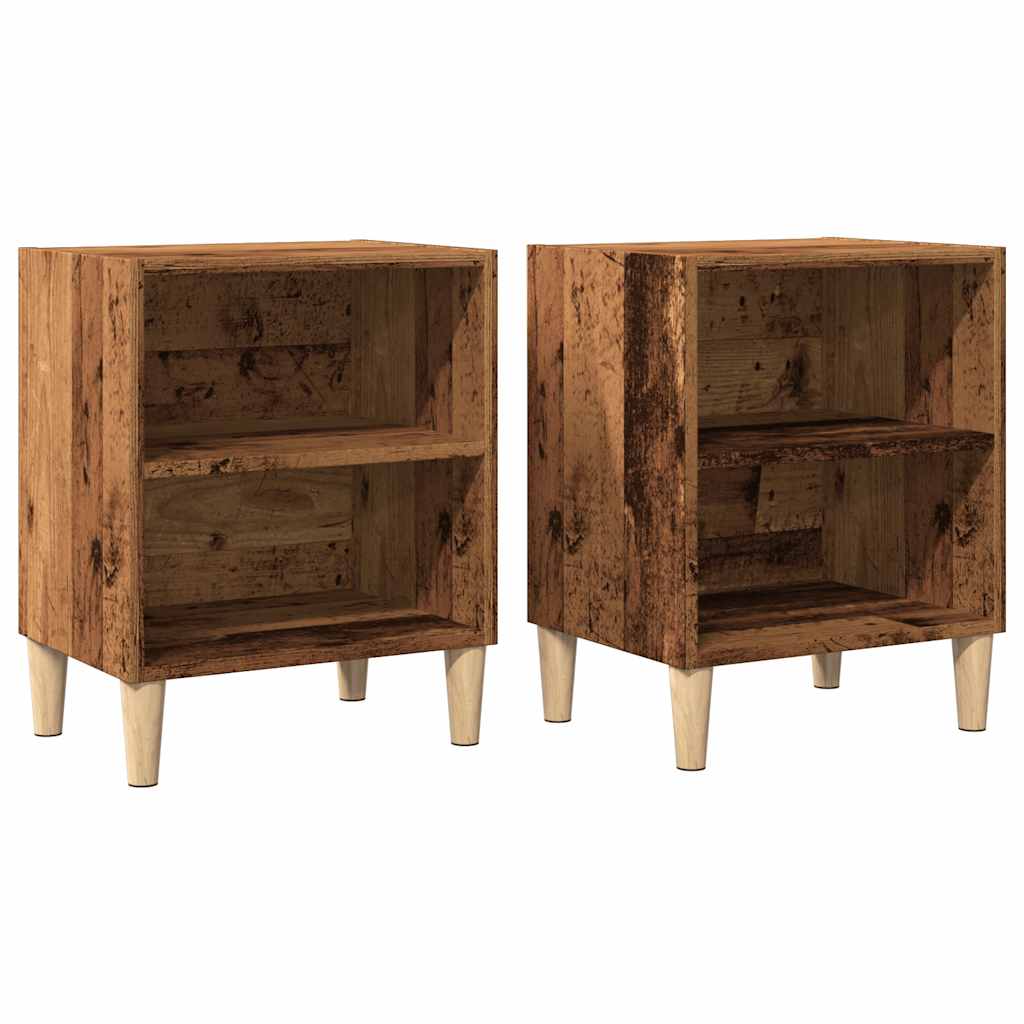 Κομοδίνα 2 τεμάχια Παλιό ξύλο 40x30x50 cm Κατασκευασμένο ξύλο