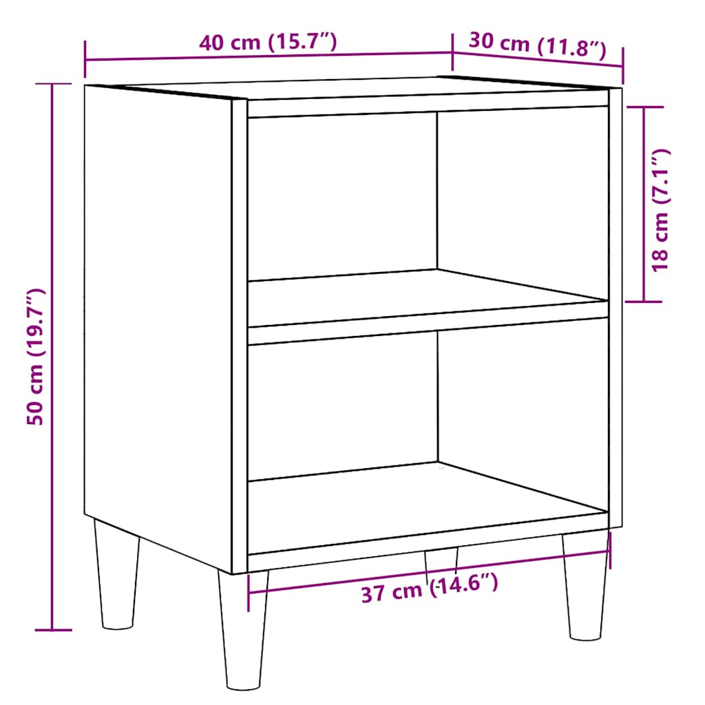 Κομοδίνα 2 τεμάχια Παλιό ξύλο 40x30x50 cm Κατασκευασμένο ξύλο