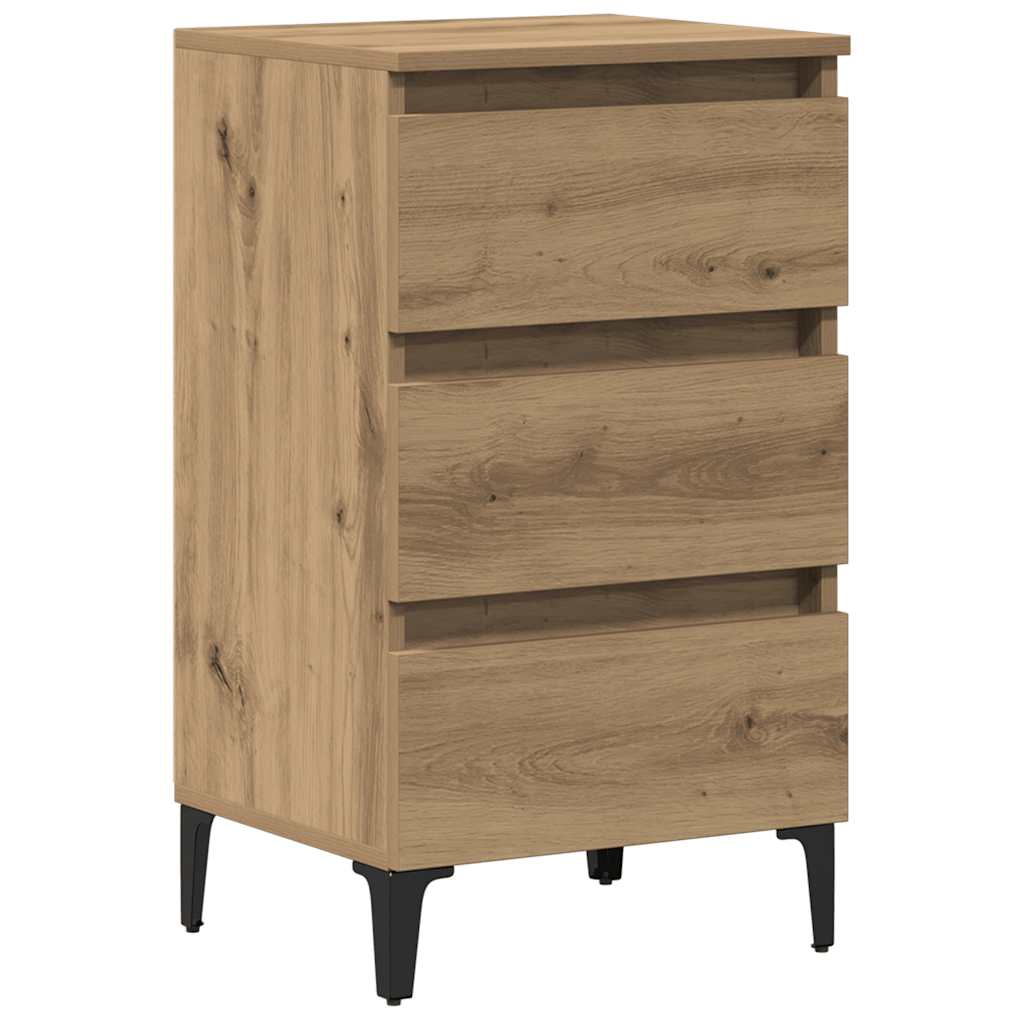 Ντουλάπι κρεβατιού με μεταλλικά πόδια Artisan Oak 40x35x69 cm