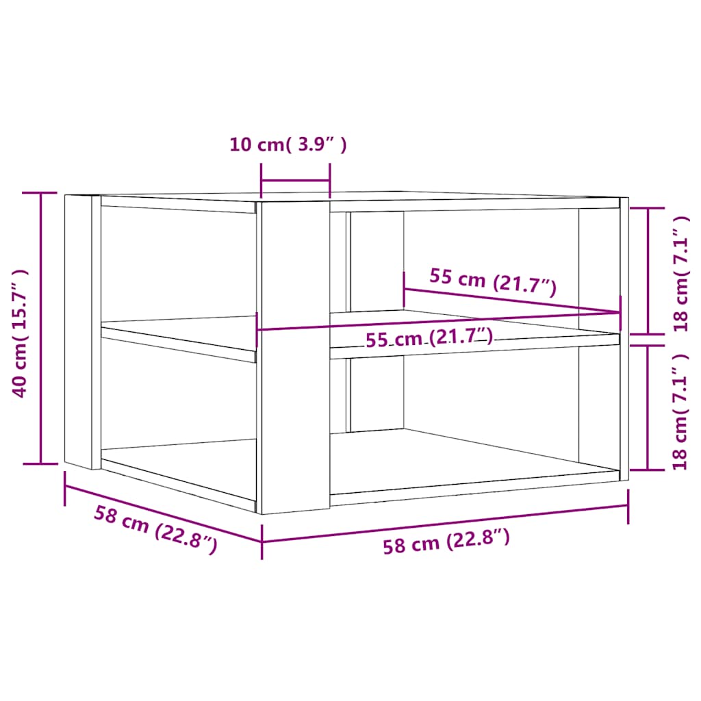 Τραπεζάκι σαλονιού Παλιό ξύλο 58x58x40 cm Κατασκευασμένο ξύλο - Pakobazaar