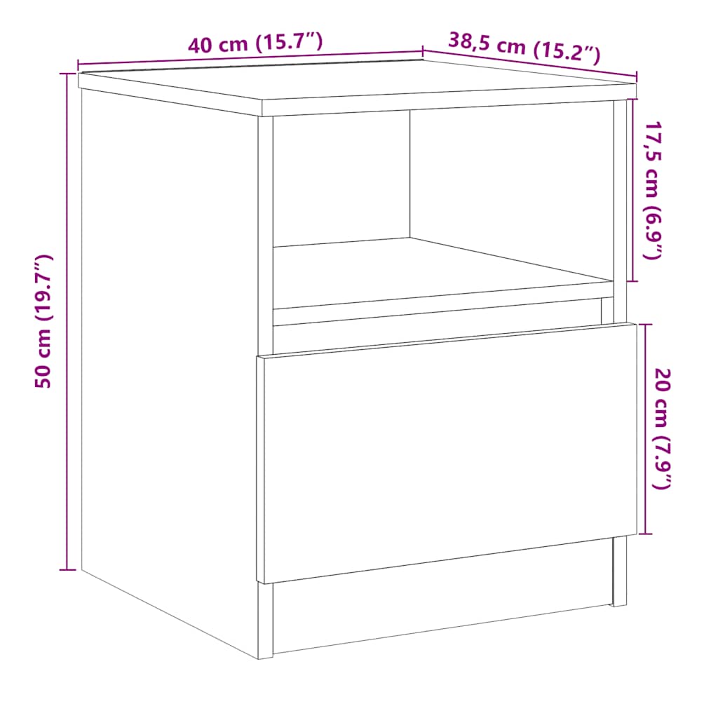 Κομοδίνα 2 τεμάχια Artisan Oak 40x40x50 cm Κατασκευασμένο ξύλο