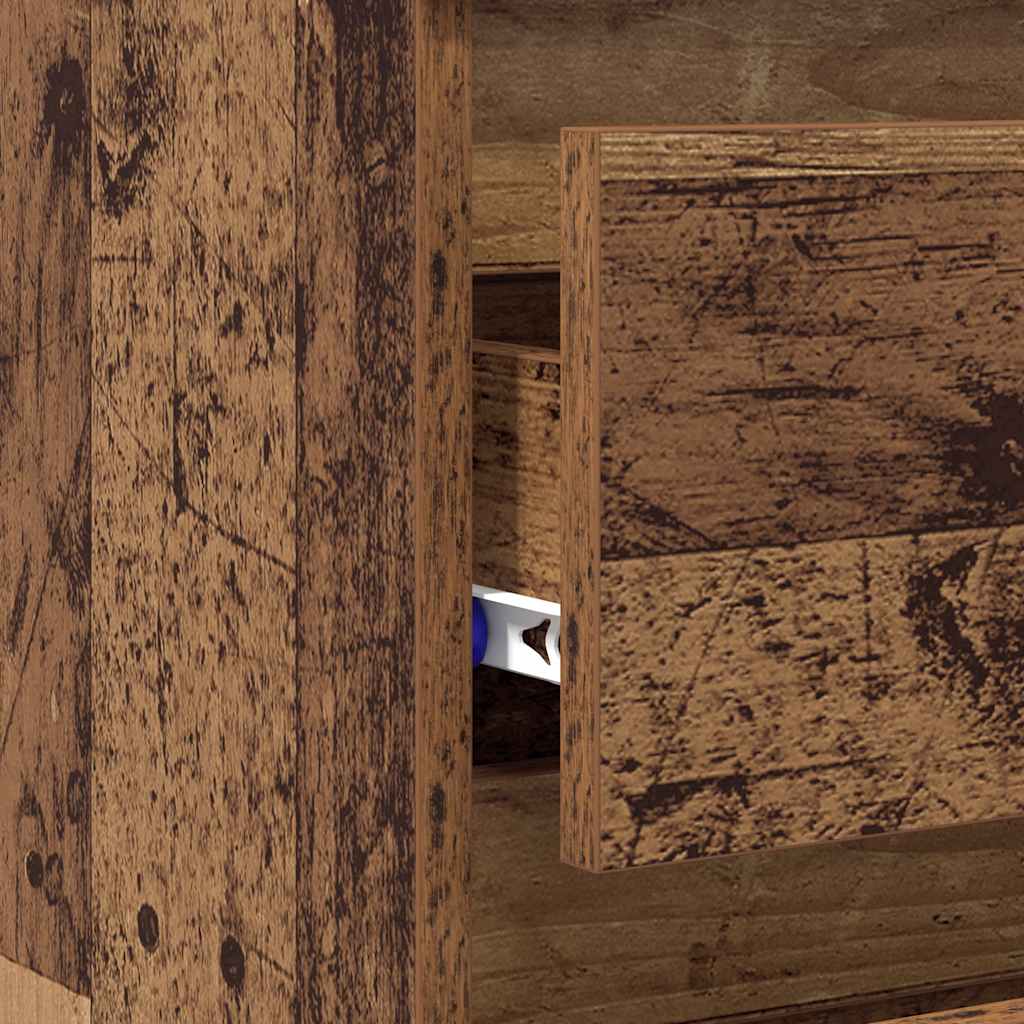 Κομοδίνα 2 τεμ. Όψη Παλαιού Ξύλου 40x35x62,5 εκ. από Επεξ. Ξύλο