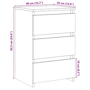 Κομοδίνο Αρτισιανή Δρυς 40x35x62,5 εκ. από Επεξεργασμένο Ξύλο