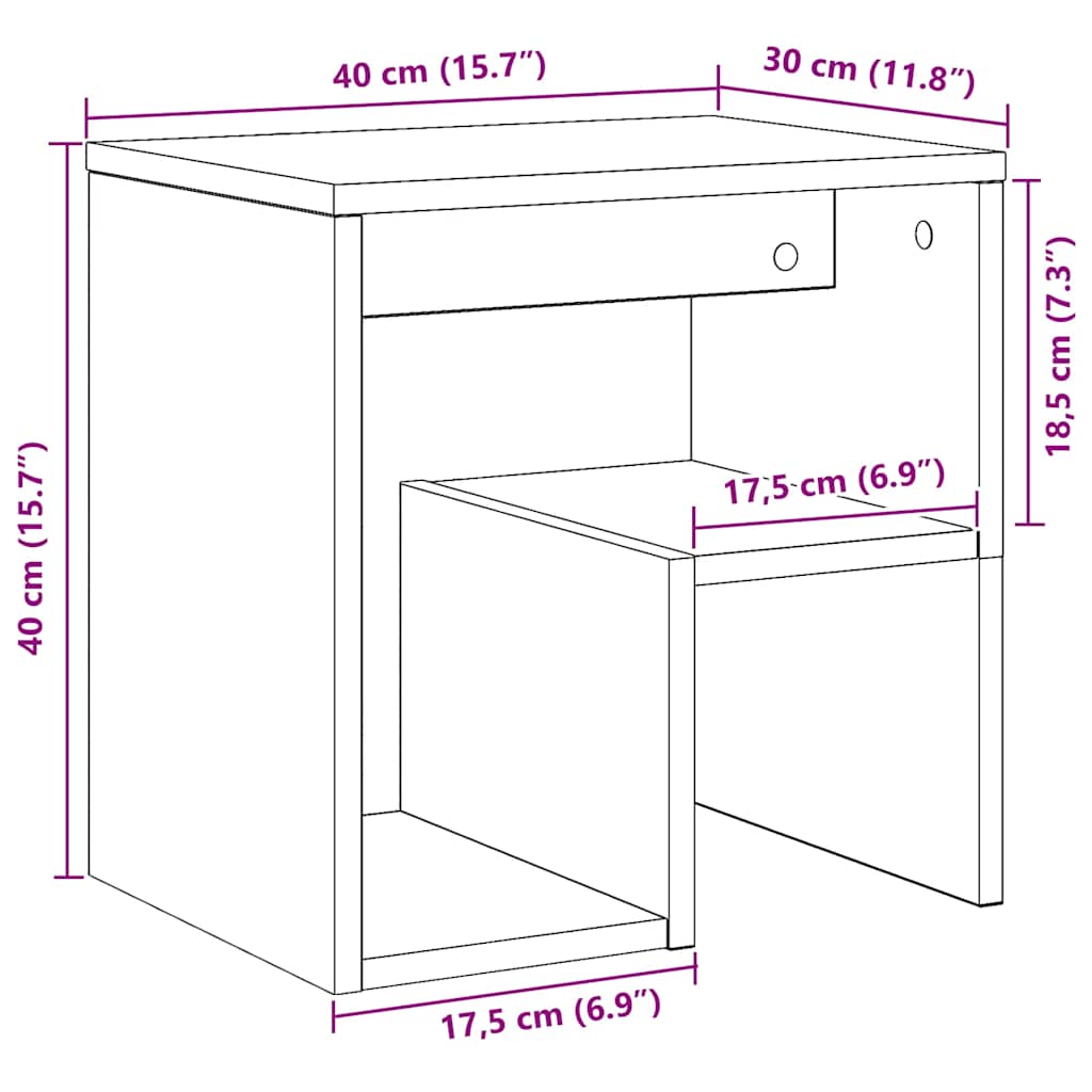 Κομοδίνα 2 τεμ. Τεχνίτης Δρυς 40x30x40 εκ. από Επεξεργ. Ξύλο