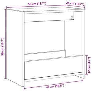 Side Table Artisan Oak 50x26x50 cm Κατασκευασμένο ξύλο - Pakobazaar