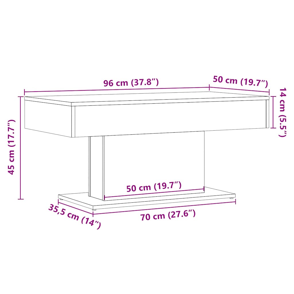 Τραπεζάκι Σαλονιού Artisan Δρυς 96 x 50 x 45 εκ. από Τεχνητό Ξύλο - Pakobazaar