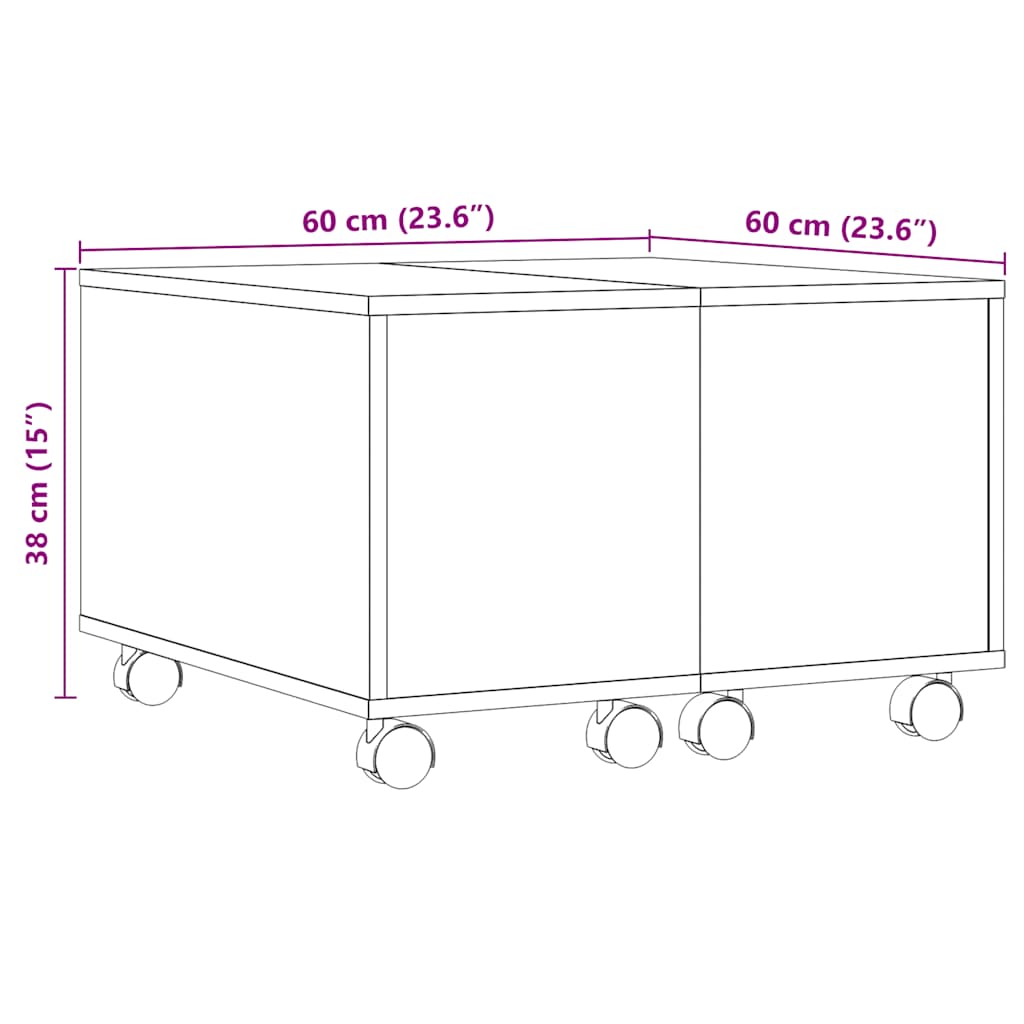 Τραπεζάκι Σαλονιού Αρτισιανή Δρυς 60x60x38 εκ. Επεξ. Ξύλο