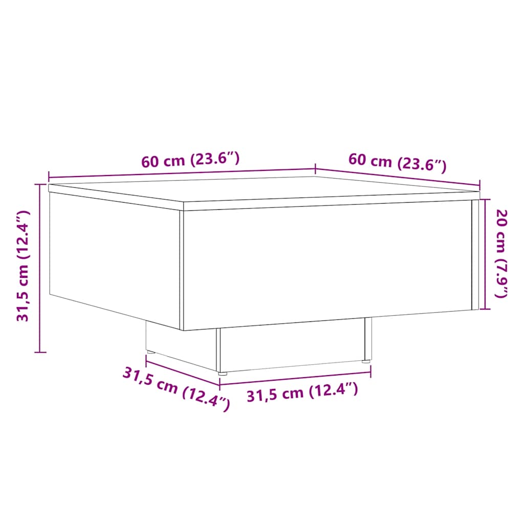 Τραπεζάκι Σαλονιού Παλιό Ξύλο 60 x 60 x 31,5 εκ. Μοριοσανίδα - Pakobazaar