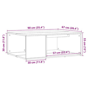 Τραπεζάκι σαλονιού παλιό ξύλο 90x67x33 cm Ξύλο μηχανής