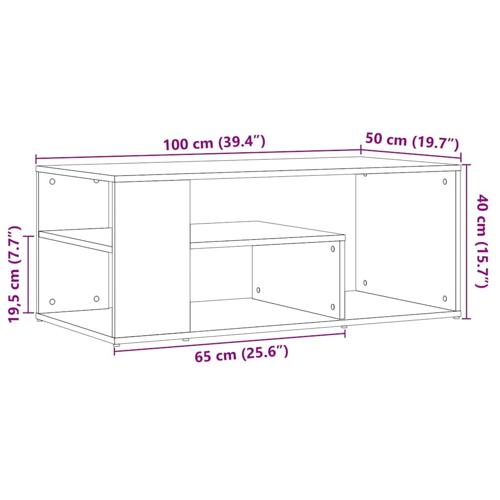 Τραπεζάκι σαλονιού Παλιό ξύλο 100x50x40 cm Κατασκευασμένο ξύλο - Pakobazaar