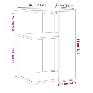 Βοηθητικό Τραπέζι Αρτισιανή Δρυς 36x30x56 εκ. Επεξ. Ξύλο