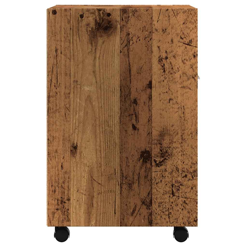 Ντουλάπι με ρόδες Παλιό ξύλο 33x38x60 cm Ξύλο μηχανής