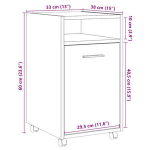 Ντουλάπι με ρόδες Παλιό ξύλο 33x38x60 cm Ξύλο μηχανής