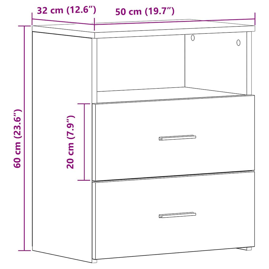 Κομοδίνο Όψη Παλαιού Ξύλου 50x32x60 εκ. από Επεξ. Ξύλο - Pakobazaar
