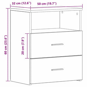 Κομοδίνα 2 τεμ.Αρτισιανή Δρυς 50x32x60 εκ. Επεξ. Ξύλο