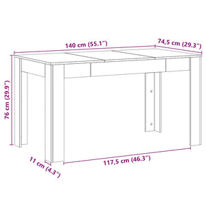 Τραπεζαρία Τεχνίτης Δρυς 140 x 74,5 x 76 εκ. Επεξεργασμένο Ξύλο - Pakobazaar