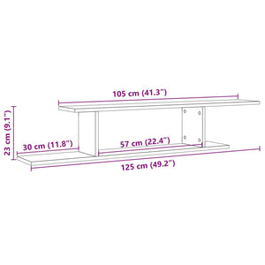 Ράφι Τηλεόρασης Επιτοίχιο 125x18x23 εκ. Επεξ. Ξύλο - Pakobazaar