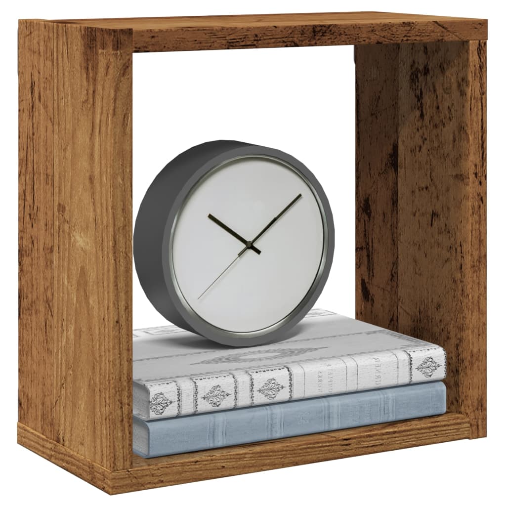 Ράφια Τοίχου Κύβοι 2τεμ Όψη Παλαιού Ξύλου 30x15x30εκ Επεξ. Ξύλο