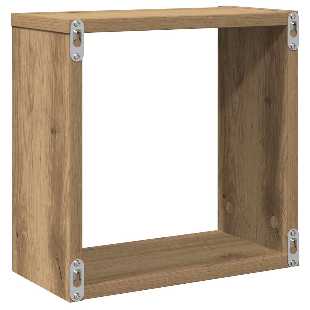 Ράφια Τοίχου Κύβοι 2 τεμ. Αρτισιανή Δρυς 30x15x30 εκ Επεξ. Ξύλο - Pakobazaar