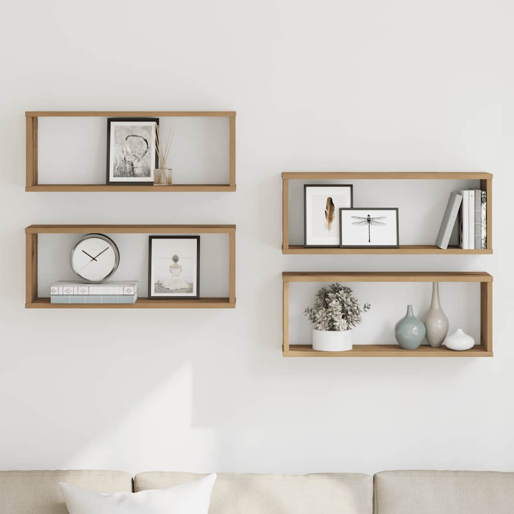 Ράφια κύβων τοίχου 4 τεμάχια Artisan Oak Κατασκευασμένο ξύλο - Pakobazaar