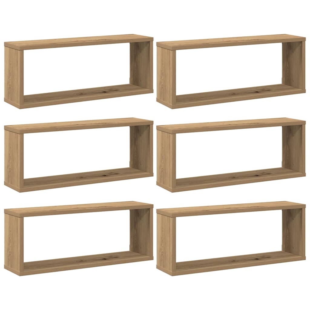 Ράφια κύβων τοίχου 6 τεμάχια Artisan Oak Κατασκευασμένο ξύλο - Pakobazaar